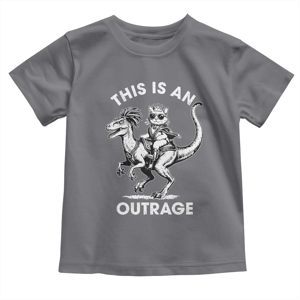 Dungeon Cat This Is An Outrage Toddler T Shirt Funny Princess Cat Riding Dinosaur TS11 Charcoal Print Your Wear