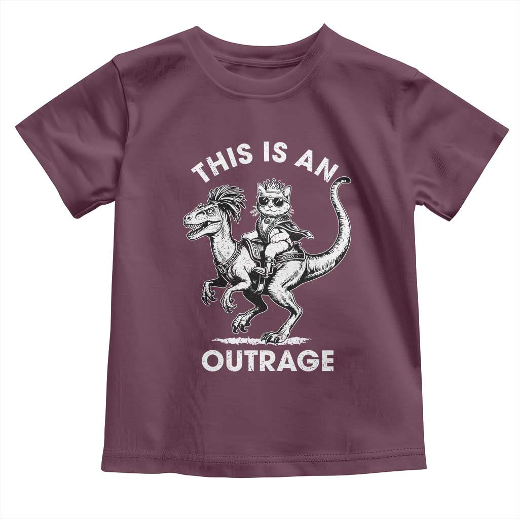 Dungeon Cat This Is An Outrage Toddler T Shirt Funny Princess Cat Riding Dinosaur TS11 Maroon Print Your Wear