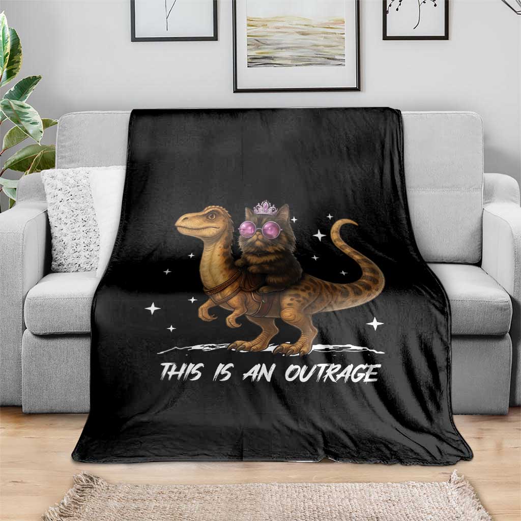 Dungeon Cat This Is An Outrage Throw Blanket Funny Princess Kitten Dinosaur TS11 Print Your Wear