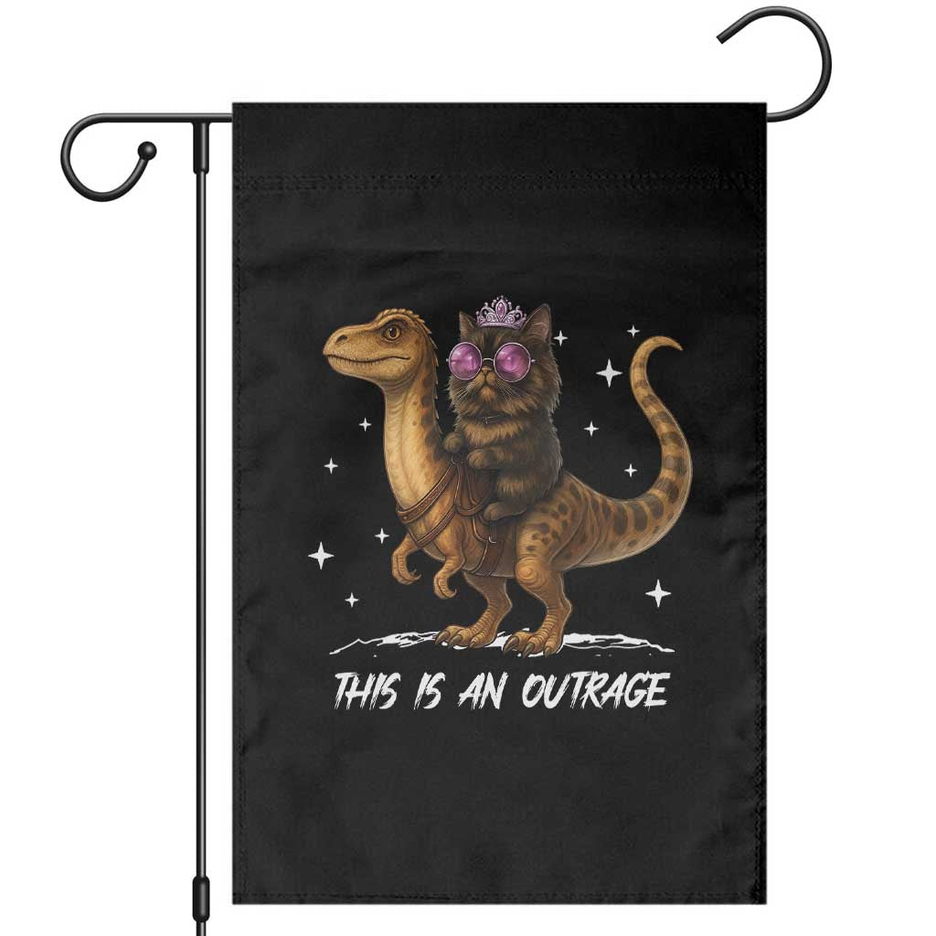 Dungeon Cat This Is An Outrage Garden Flag Funny Princess Kitten Dinosaur TS11 Black Print Your Wear
