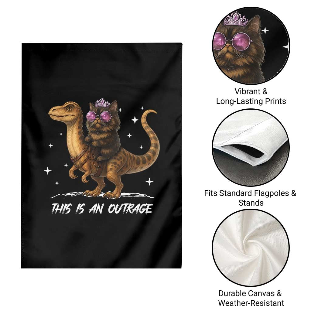 Dungeon Cat This Is An Outrage Garden Flag Funny Princess Kitten Dinosaur TS11 Print Your Wear