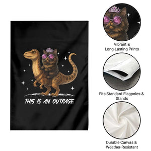 Dungeon Cat This Is An Outrage Garden Flag Funny Princess Kitten Dinosaur TS11 Print Your Wear