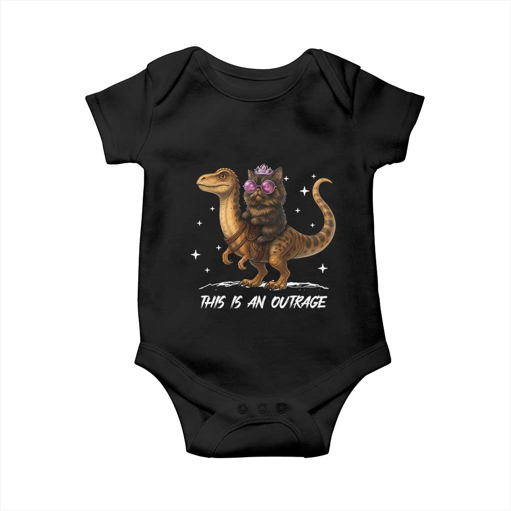 Dungeon Cat This Is An Outrage Baby Onesie Funny Princess Kitten Dinosaur TS11 Black Print Your Wear