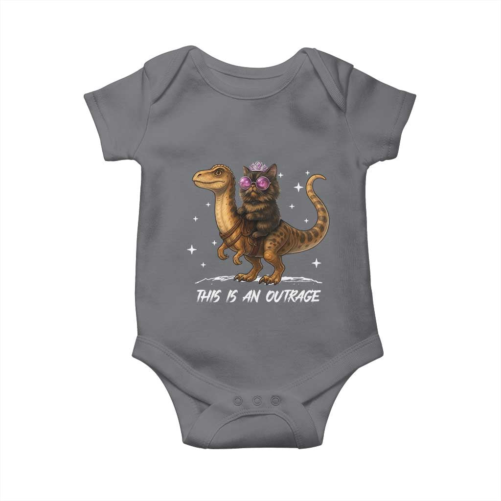 Dungeon Cat This Is An Outrage Baby Onesie Funny Princess Kitten Dinosaur TS11 Charcoal Print Your Wear