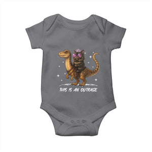 Dungeon Cat This Is An Outrage Baby Onesie Funny Princess Kitten Dinosaur TS11 Charcoal Print Your Wear