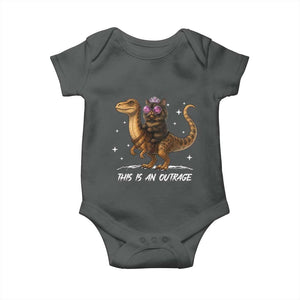 Dungeon Cat This Is An Outrage Baby Onesie Funny Princess Kitten Dinosaur TS11 Dark Heather Print Your Wear