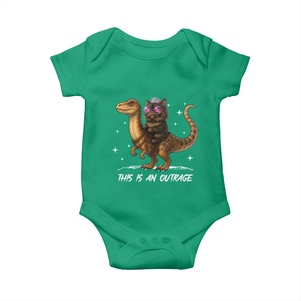 Dungeon Cat This Is An Outrage Baby Onesie Funny Princess Kitten Dinosaur TS11 Irish Green Print Your Wear