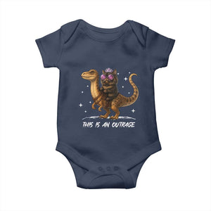 Dungeon Cat This Is An Outrage Baby Onesie Funny Princess Kitten Dinosaur TS11 Navy Print Your Wear