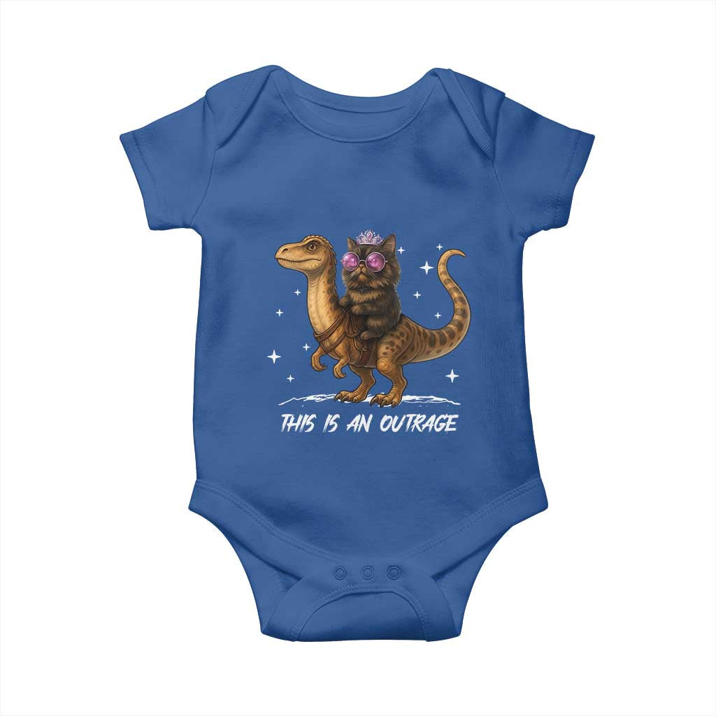 Dungeon Cat This Is An Outrage Baby Onesie Funny Princess Kitten Dinosaur TS11 Royal Blue Print Your Wear