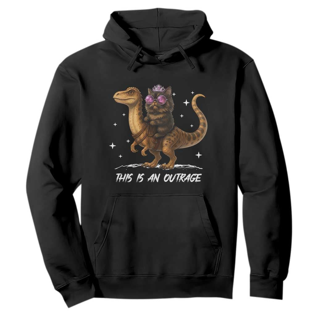 Dungeon Cat This Is An Outrage Hoodie Funny Princess Kitten Dinosaur TS11 Black Print Your Wear
