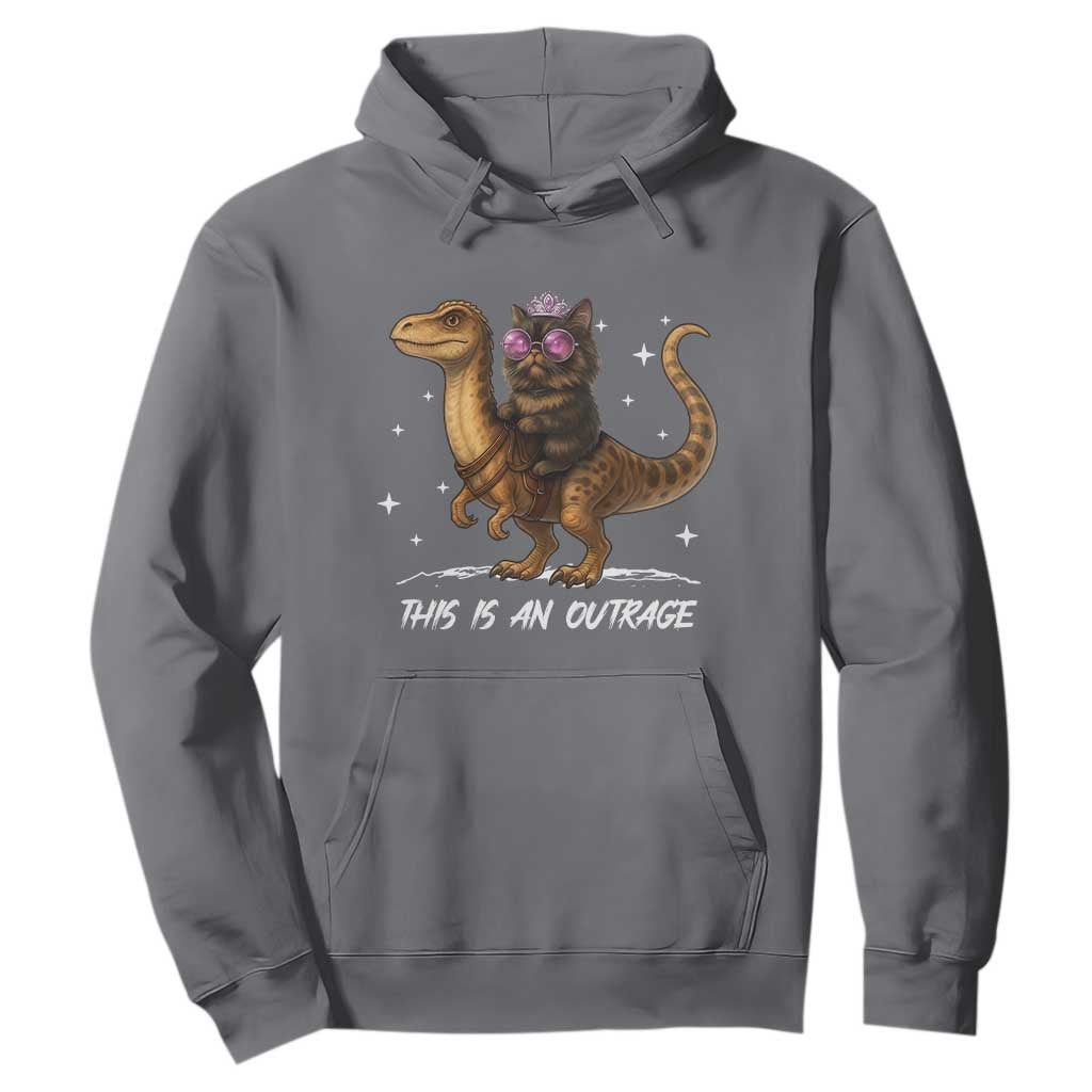 Dungeon Cat This Is An Outrage Hoodie Funny Princess Kitten Dinosaur TS11 Charcoal Print Your Wear