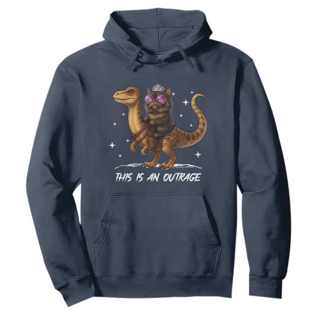 Dungeon Cat This Is An Outrage Hoodie Funny Princess Kitten Dinosaur TS11 Navy Print Your Wear