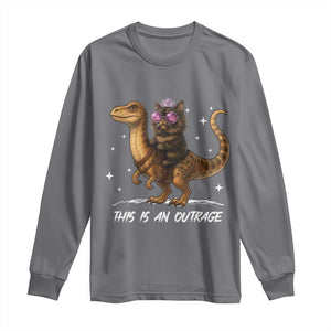 Dungeon Cat This Is An Outrage Long Sleeve Shirt Funny Princess Kitten Dinosaur TS11 Charcoal Print Your Wear