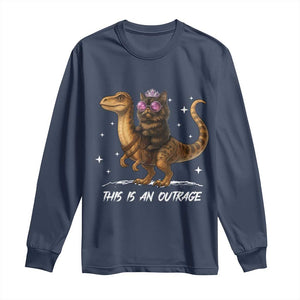 Dungeon Cat This Is An Outrage Long Sleeve Shirt Funny Princess Kitten Dinosaur TS11 Navy Print Your Wear