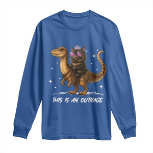 Dungeon Cat This Is An Outrage Long Sleeve Shirt Funny Princess Kitten Dinosaur TS11 Royal Blue Print Your Wear