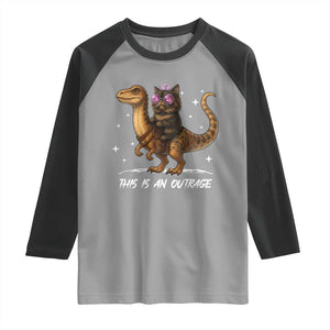 Dungeon Cat This Is An Outrage Raglan Shirt Funny Princess Kitten Dinosaur TS11 Sport Gray Black Print Your Wear