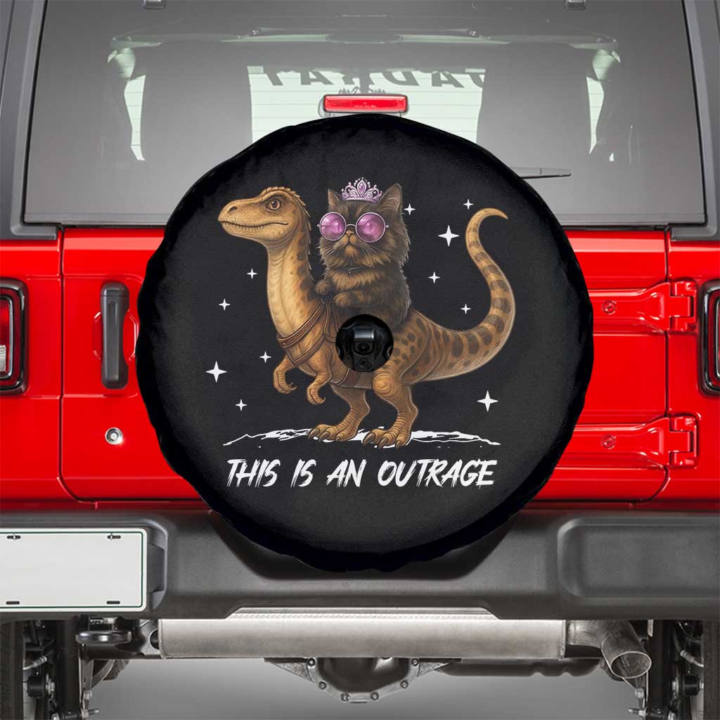 Dungeon Cat This Is An Outrage Spare Tire Cover Funny Princess Kitten Dinosaur TS11 Black Print Your Wear
