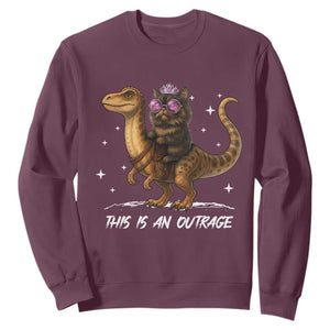 Dungeon Cat This Is An Outrage Sweatshirt Funny Princess Kitten Dinosaur TS11 Maroon Print Your Wear