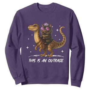Dungeon Cat This Is An Outrage Sweatshirt Funny Princess Kitten Dinosaur TS11 Purple Print Your Wear