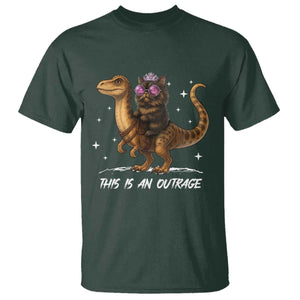 Dungeon Cat This Is An Outrage T Shirt Funny Princess Kitten Dinosaur TS11 Dark Forest Green Print Your Wear