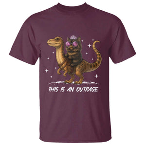 Dungeon Cat This Is An Outrage T Shirt Funny Princess Kitten Dinosaur TS11 Maroon Print Your Wear