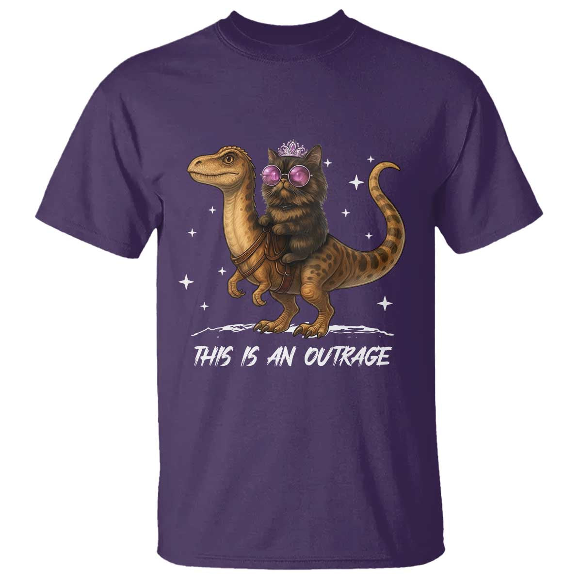 Dungeon Cat This Is An Outrage T Shirt Funny Princess Kitten Dinosaur TS11 Purple Print Your Wear