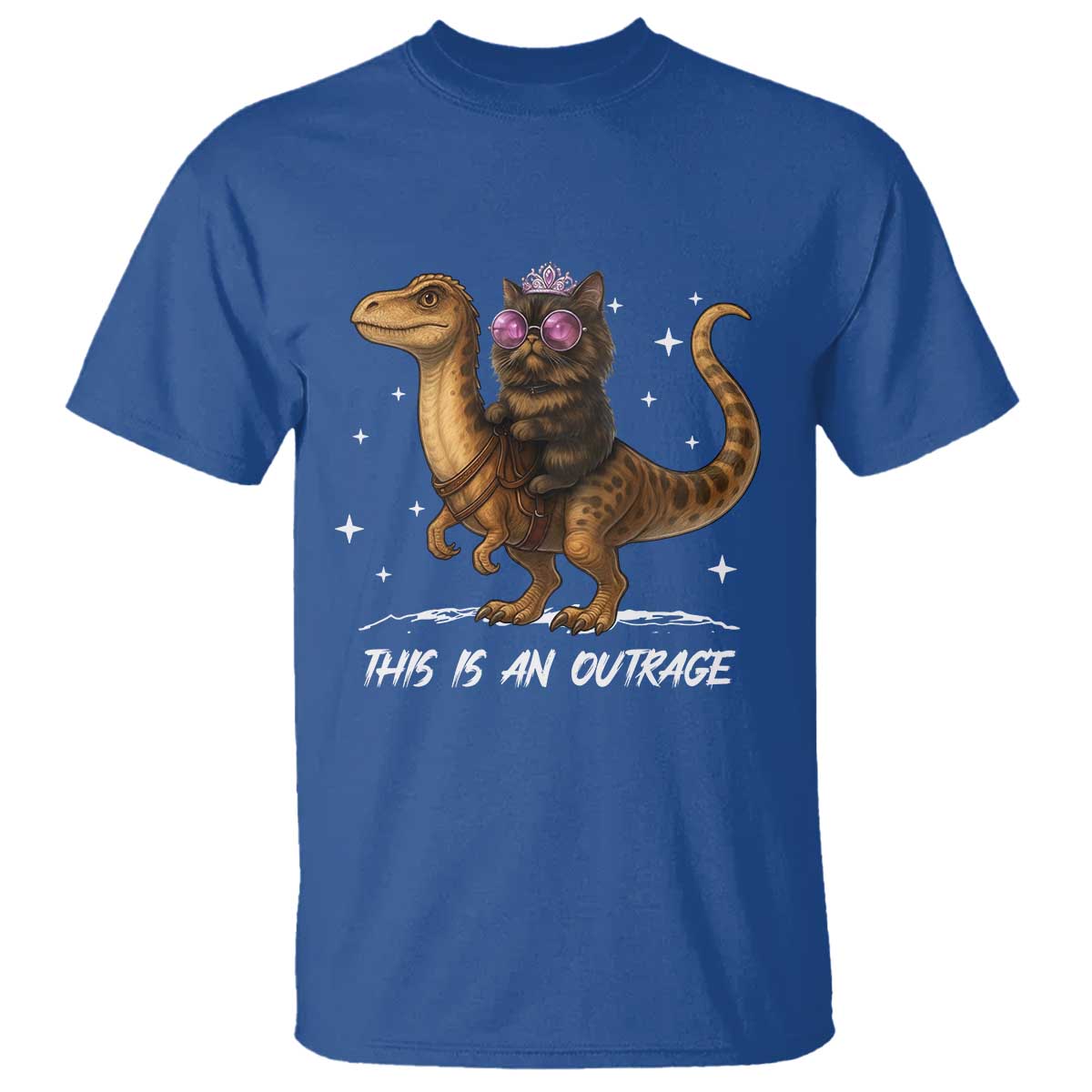 Dungeon Cat This Is An Outrage T Shirt Funny Princess Kitten Dinosaur TS11 Royal Blue Print Your Wear