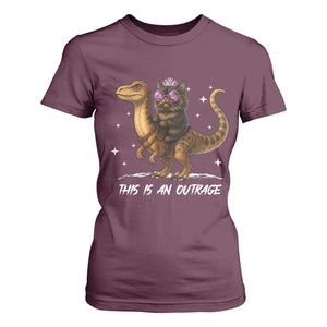 Dungeon Cat This Is An Outrage T Shirt For Women Funny Princess Kitten Dinosaur TS11 Maroon Print Your Wear