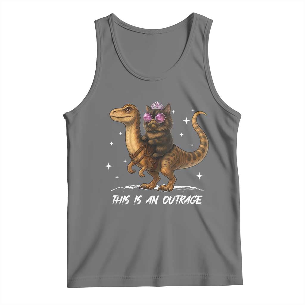 Dungeon Cat This Is An Outrage Tank Top Funny Princess Kitten Dinosaur TS11 Black Heather Print Your Wear