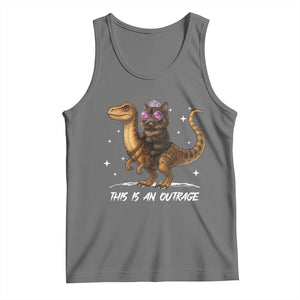 Dungeon Cat This Is An Outrage Tank Top Funny Princess Kitten Dinosaur TS11 Black Heather Print Your Wear