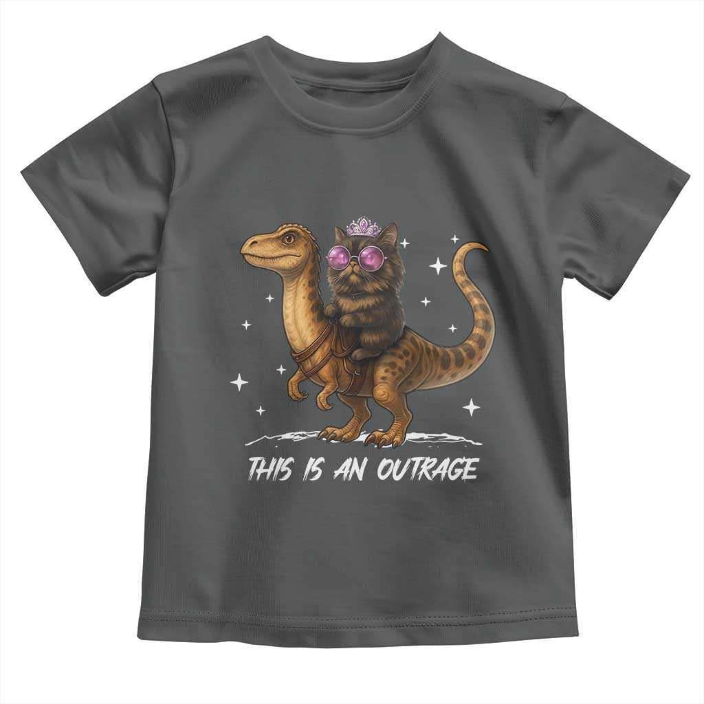 Dungeon Cat This Is An Outrage Toddler T Shirt Funny Princess Kitten Dinosaur TS11 Dark Heather Print Your Wear