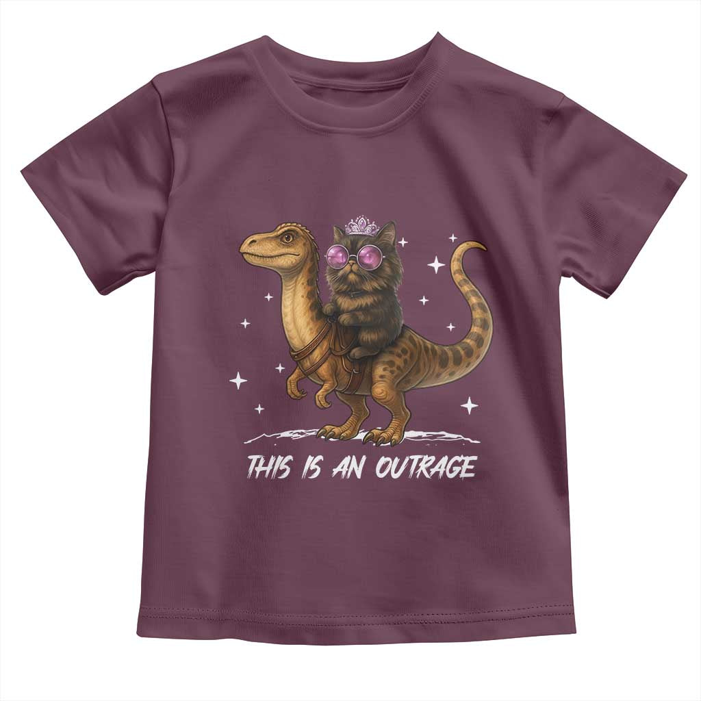 Dungeon Cat This Is An Outrage Toddler T Shirt Funny Princess Kitten Dinosaur TS11 Maroon Print Your Wear