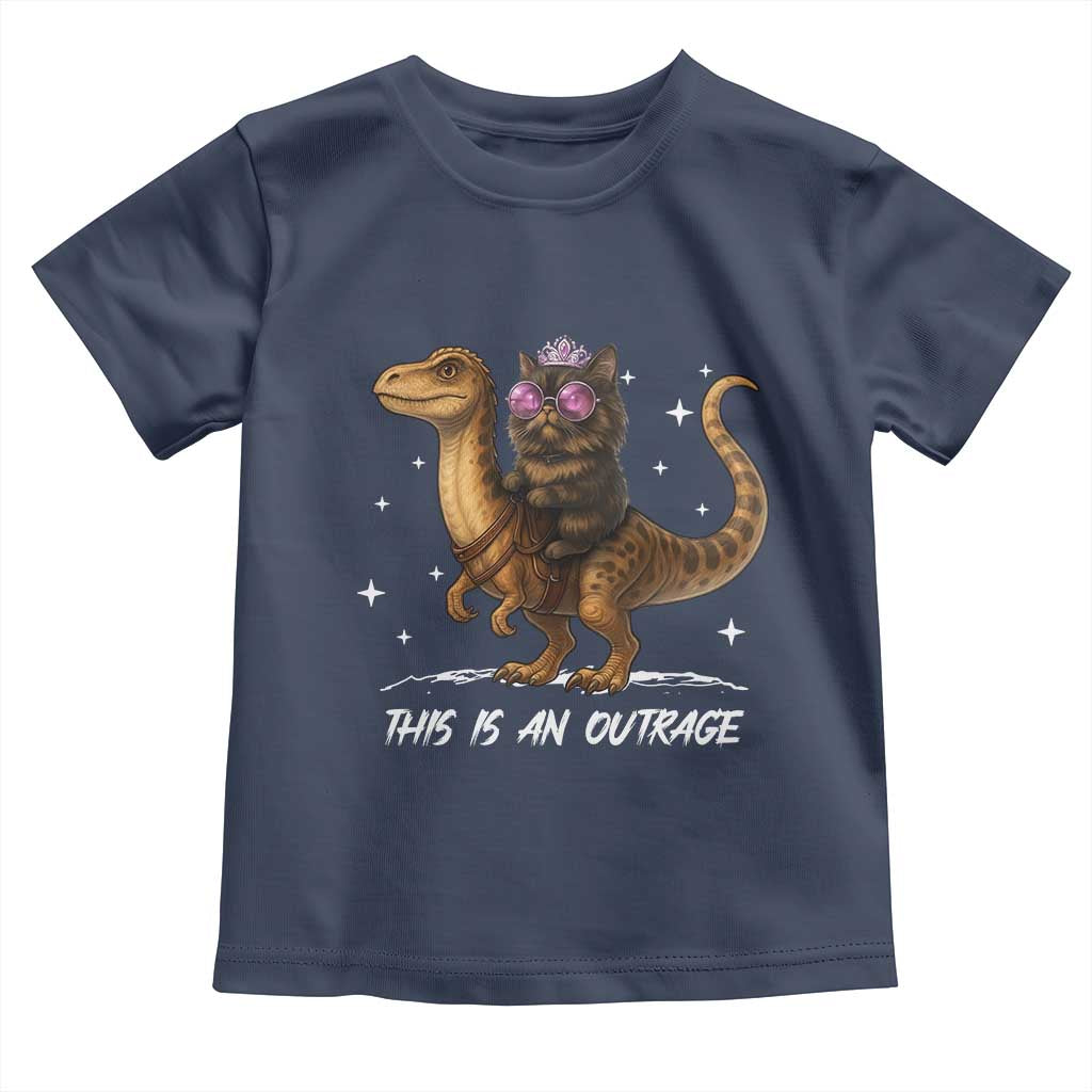 Dungeon Cat This Is An Outrage Toddler T Shirt Funny Princess Kitten Dinosaur TS11 Navy Print Your Wear