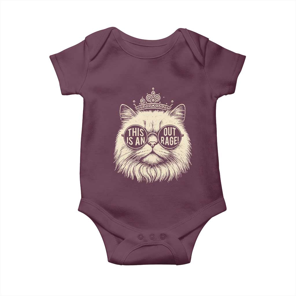 Dungeon Cat This Is An Outrage Baby Onesie Funny Princess Kitten TS11 Maroon Print Your Wear