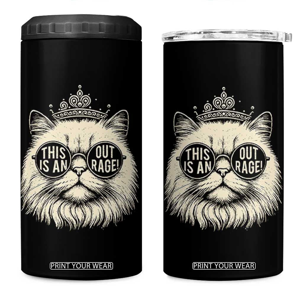 Dungeon Cat This Is An Outrage 4 in 1 Can Cooler Tumbler Funny Princess Kitten TS11 One Size: 16 oz Black Print Your Wear