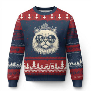 Dungeon Cat This Is An Outrage Ugly Christmas Sweater Funny Princess Kitten TS11 Navy Red Print Your Wear