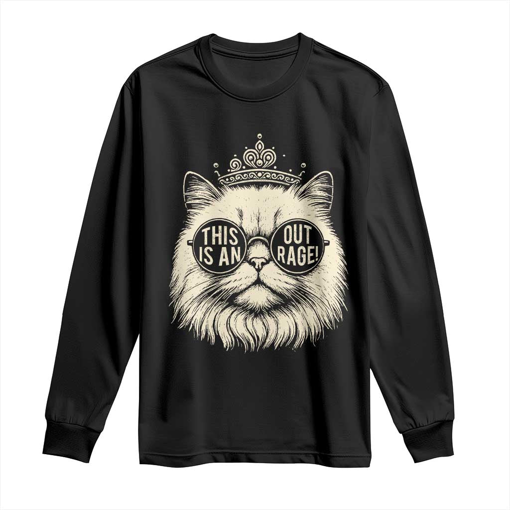 Dungeon Cat This Is An Outrage Long Sleeve Shirt Funny Princess Kitten TS11 Black Print Your Wear
