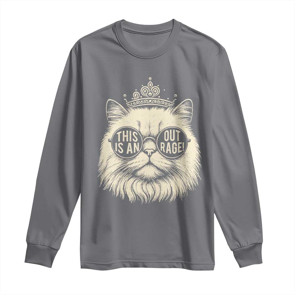 Dungeon Cat This Is An Outrage Long Sleeve Shirt Funny Princess Kitten TS11 Charcoal Print Your Wear