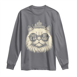 Dungeon Cat This Is An Outrage Long Sleeve Shirt Funny Princess Kitten TS11 Charcoal Print Your Wear
