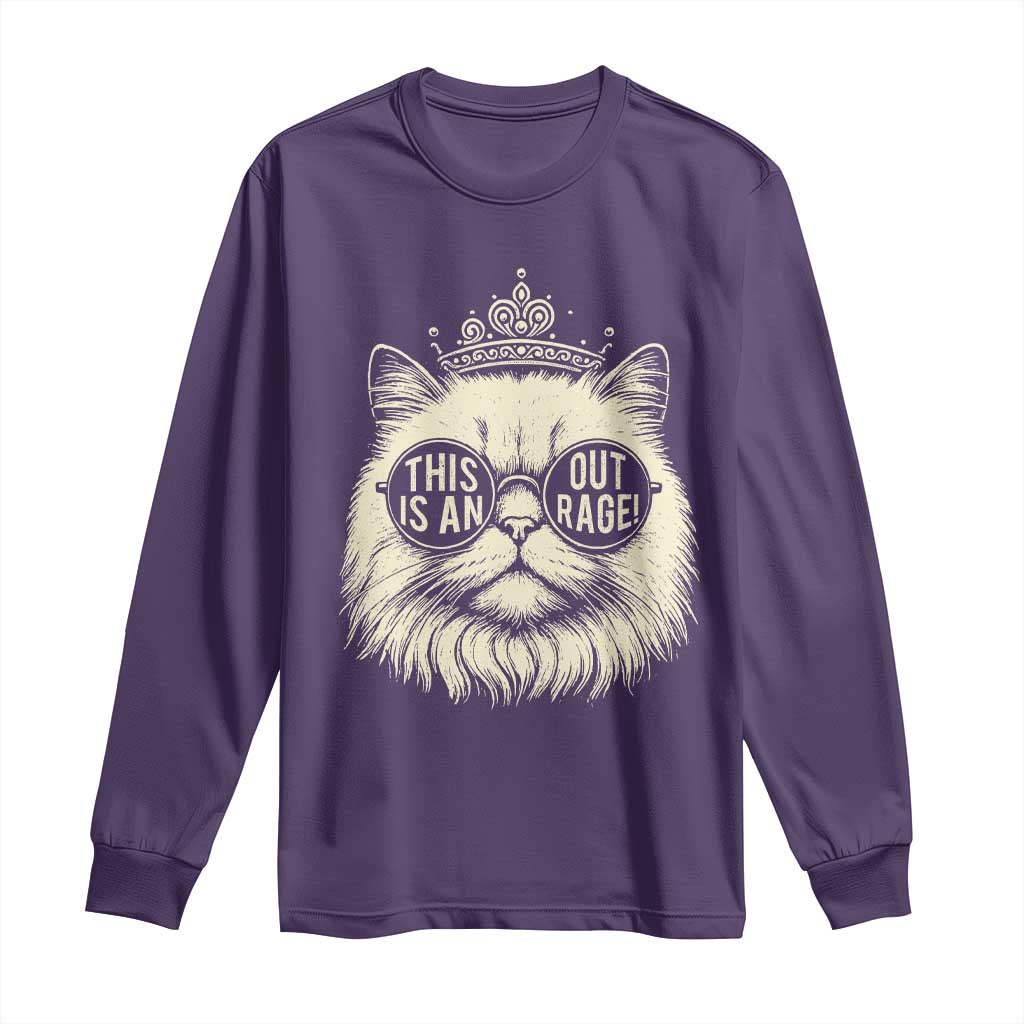 Dungeon Cat This Is An Outrage Long Sleeve Shirt Funny Princess Kitten TS11 Purple Print Your Wear