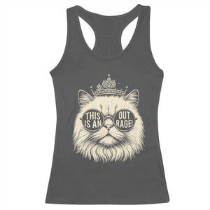 Dungeon Cat This Is An Outrage Racerback Tank Top Funny Princess Kitten TS11 Dark Heather Print Your Wear