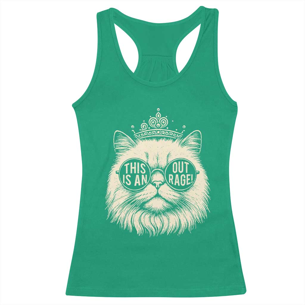 Dungeon Cat This Is An Outrage Racerback Tank Top Funny Princess Kitten TS11 Irish Green Print Your Wear