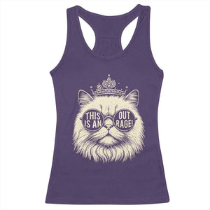 Dungeon Cat This Is An Outrage Racerback Tank Top Funny Princess Kitten TS11 Purple Print Your Wear