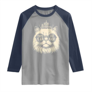 Dungeon Cat This Is An Outrage Raglan Shirt Funny Princess Kitten TS11 Sport Gray Navy Print Your Wear