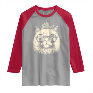 Dungeon Cat This Is An Outrage Raglan Shirt Funny Princess Kitten TS11 Sport Gray Red Print Your Wear