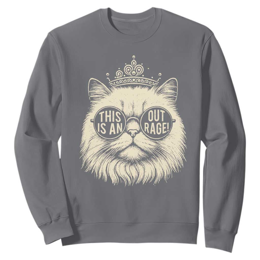 Dungeon Cat This Is An Outrage Sweatshirt Funny Princess Kitten TS11 Charcoal Print Your Wear