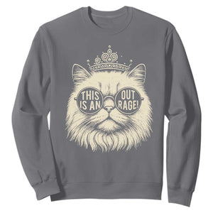 Dungeon Cat This Is An Outrage Sweatshirt Funny Princess Kitten TS11 Charcoal Print Your Wear