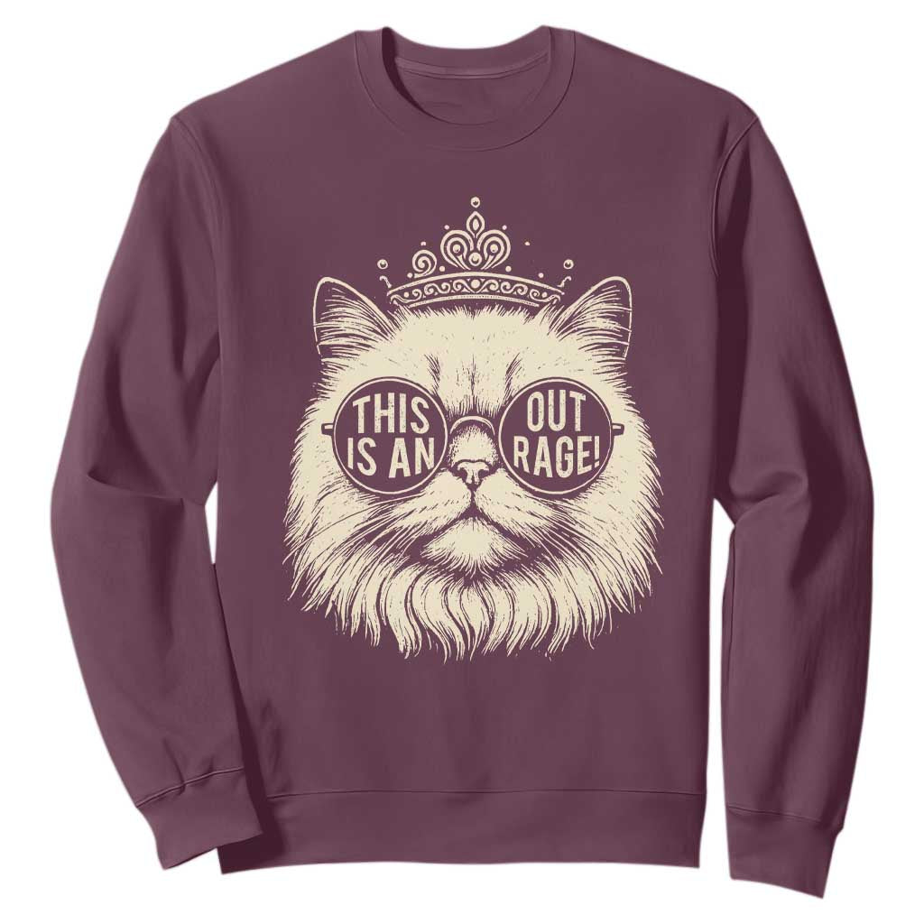 Dungeon Cat This Is An Outrage Sweatshirt Funny Princess Kitten TS11 Maroon Print Your Wear