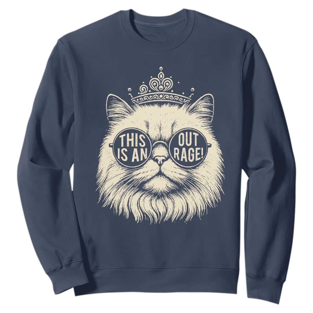 Dungeon Cat This Is An Outrage Sweatshirt Funny Princess Kitten TS11 Navy Print Your Wear