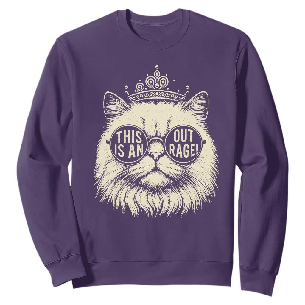 Dungeon Cat This Is An Outrage Sweatshirt Funny Princess Kitten TS11 Purple Print Your Wear